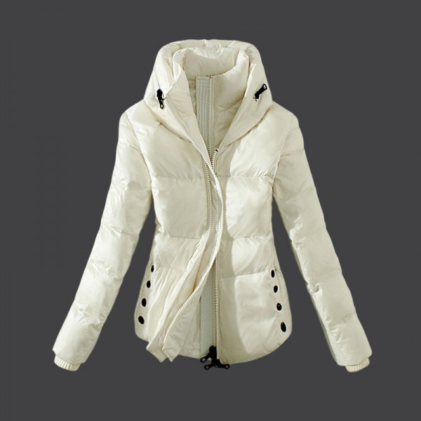 Moncler Donna Giù cappotto bianco Presa M1037